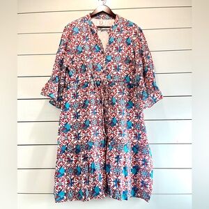 Victoria Dunn Floral Dress - Blue and Red